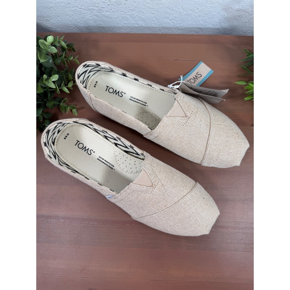 TOMS Mens Alpargata Natural Undyed Heritage Canvas Slip On Shoes Size 9.5